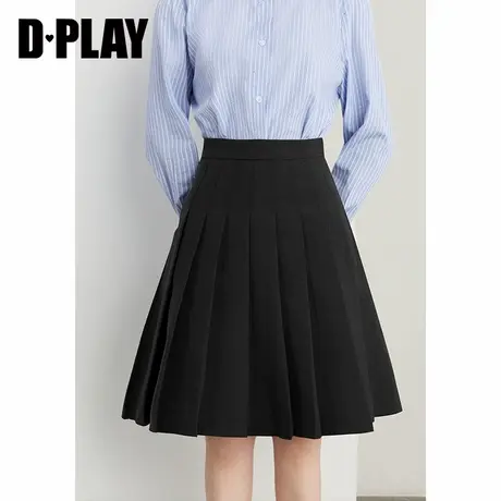 DPLAY【惠品】年冬季新款百搭灰色高腰显瘦A字百褶裙半身裙女图片