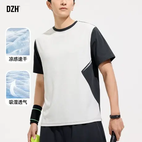 男士夏季凉感短袖t恤男款潮牌2025新款薄款速干上衣圆领体恤衣服商品大图