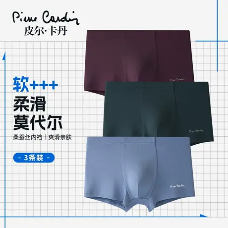 皮尔卡丹莫代尔男士内裤男桑蚕丝底裆四角裤新款无痕男生平角短裤商品大图
