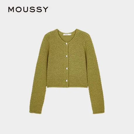 MOUSSY 2025夏季新品富家千金风卷边短款针织开衫女028ISX70-1821商品大图