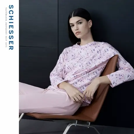 SCHIESSER舒雅女士纯棉亲肤透气印花圆领睡衣家居服套装21510H图片