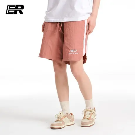 ER字母刺绣短裤男2023夏季宽松透气休闲裤潮牌五分裤美式运动裤商品大图