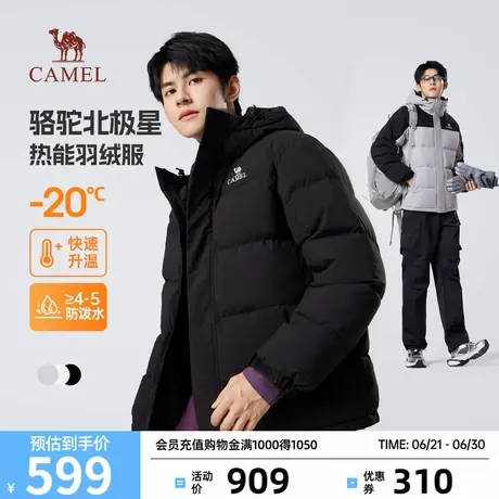 骆驼羽绒服男2024秋冬新款面包服运动工装百搭短款连帽羽绒外套女商品大图