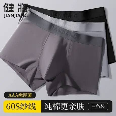健将男士内裤纯棉抗菌男四角裤男生宽松大码透气运动男款平角短裤商品大图