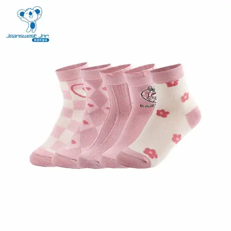 L2【5对装】真维斯女童秋季款可爱印花休闲儿童中筒袜子商品大图