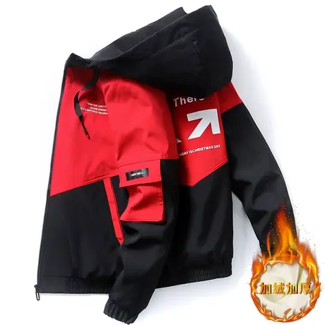 秋冬装新款加绒夹克男2023秋季连帽棒球服男士外套潮流学生上衣服商品大图