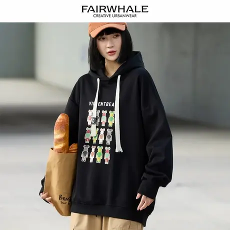 马克华菲美式复古连帽卫衣女2025新款春秋宽松休闲百搭情侣装外套图片