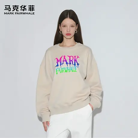 马克华菲 deer 美式无帽长袖卫衣男女春秋款纯色圆领彩色字母上衣图片
