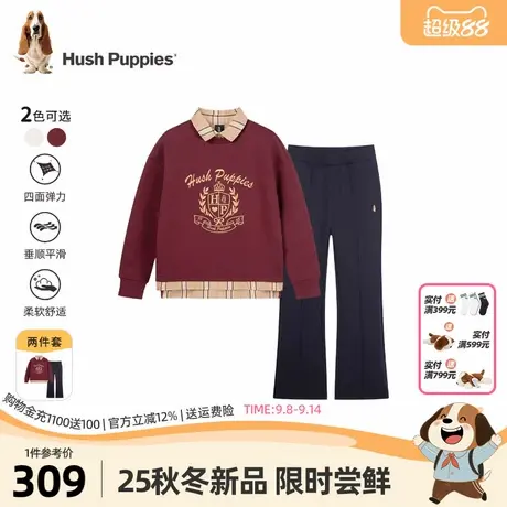 暇步士童装女童套装25秋新品中大童学院风套头卫衣儿童休闲微喇裤商品大图