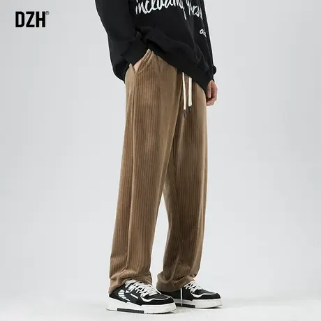 男士美式复古裤子男秋款休闲直筒裤男款长裤2023新款金丝绒阔腿裤商品大图