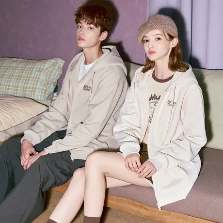 唐狮春秋季新款情侣卫衣情侣装拉链青少年连帽开衫外套男女宽松TE图片