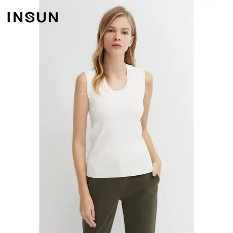 恩裳商场同款女装时尚U型领肌理弹性简约休闲针织衫商品大图