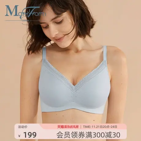 Maniform cotton大胸显小文胸提花软支撑聚拢内衣胸罩图片