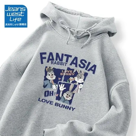 真维斯LIFE灰色美式卫衣女春秋款长袖上衣女2023新款爆款连帽外套图片