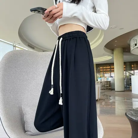 黑色运动裤女裤子春秋季宽松束脚休闲显瘦九分小个子哈伦灯笼卫裤商品大图