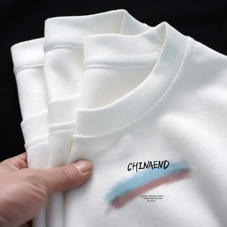 国潮宽松薄款短袖T恤男夏季2024潮流彩虹印花休闲打底纯棉体恤衫商品大图