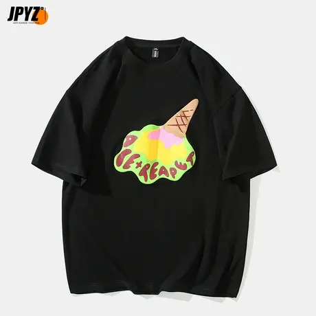 纯棉美式宽松短袖t恤男冰淇淋印花男女情侣装潮流体恤潮大码上衣商品大图