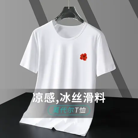 莫代尔冰丝t恤男士短袖速干凉感圆领上衣服夏季潮流半袖夏天体恤商品大图