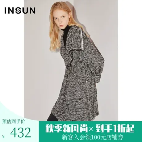 恩裳COVER冬季2022时尚不对称荡领小众设计羊毛双面呢短外套商品大图