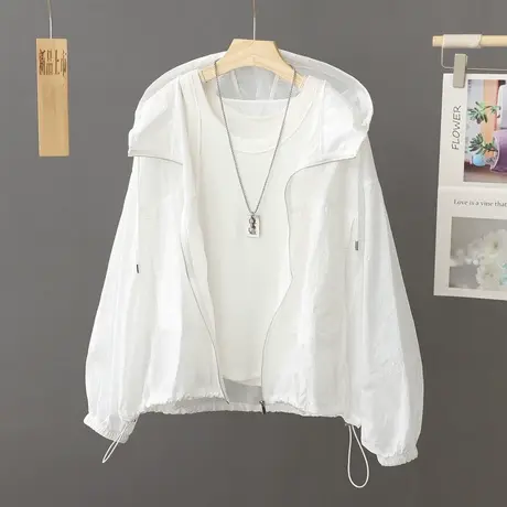 不皱免烫款长袖连帽防晒衣女薄外套2024夏季宽松外穿防晒服空调衫商品大图