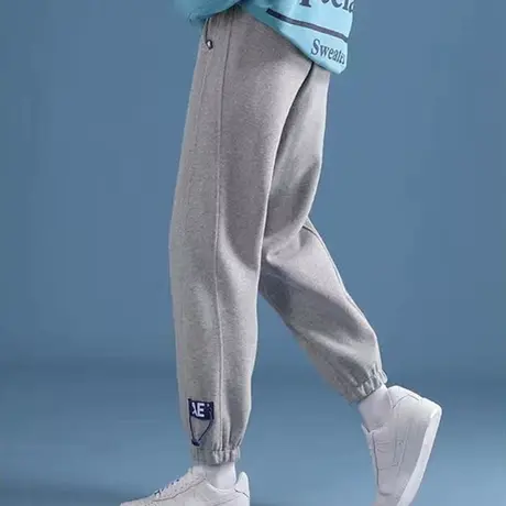 烟管裤子女2021秋冬宽松卫裤小个子高腰直筒休闲运动束脚裤潮ins图片