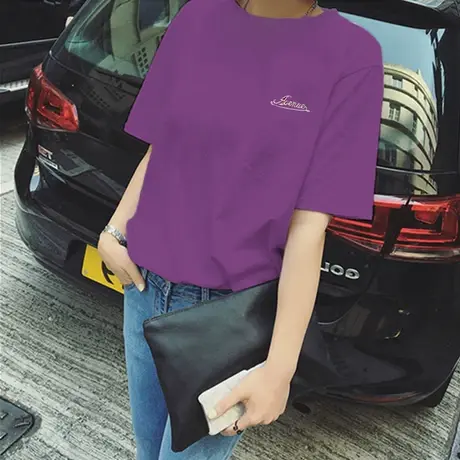 2024年新款春夏季情侣女装别致小众设计感潮ins上衣服正肩短袖t恤商品大图