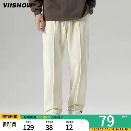 VIISHOW裤子男秋冬季新款直筒宽松韩版潮牌卫裤百搭阔腿休闲长裤商品大图