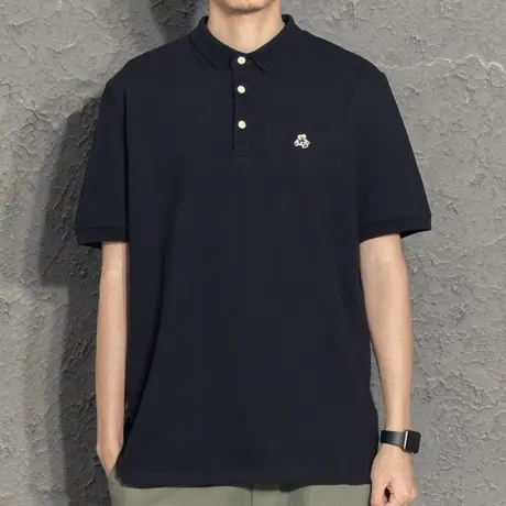 夏季韩版卡通刺绣翻领短袖T恤男polo衫2022新款ins百搭有领短tee商品大图