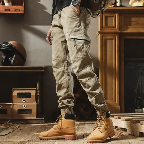 男裤2022年新款潮休闲裤个性拼接哈伦裤子男工装宽松舒适休闲裤男商品大图