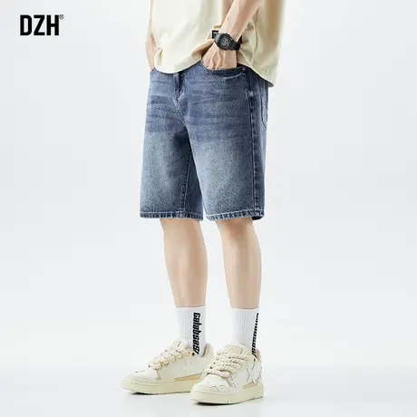 男生蓝色牛仔短裤男款夏季潮牌裤子2023新款休闲五分裤百搭半截裤商品大图
