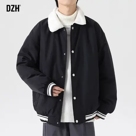 青少年翻领羊羔绒棉服男冬季加绒加厚2024年新款冬装百搭外套棉袄商品大图