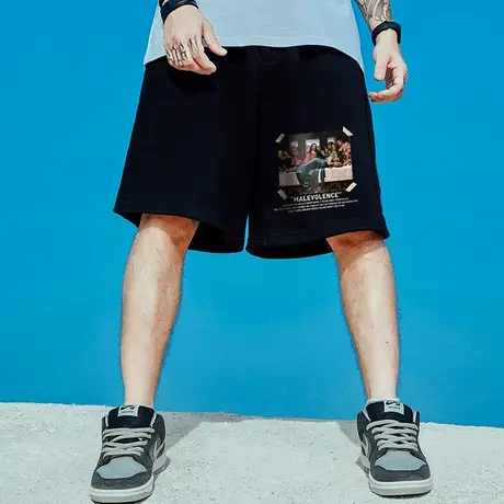 胖人男裤胖子纯棉大码宽松加肥加大潮牌运动裤ins五分裤短裤夏季图片