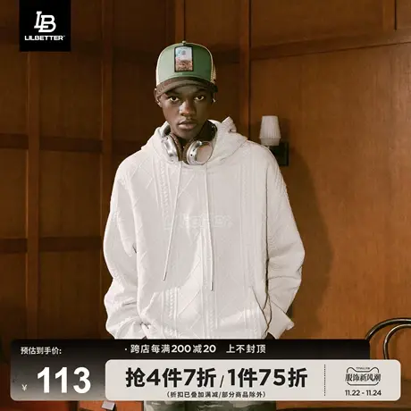 Lilbetter肌理卫衣潮牌男美式秋冬款衣服cityboy连帽上衣宽松外套商品大图