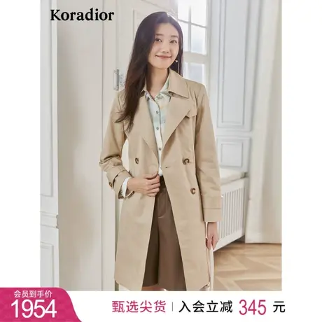 珂莱蒂尔气质休闲双排扣薄款风衣女简约别致外套女2023年秋季新款图片