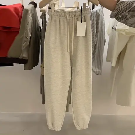 ins超火加绒加厚保暖运动卫裤女冬季宽松高腰百搭阔腿休闲束脚裤商品大图