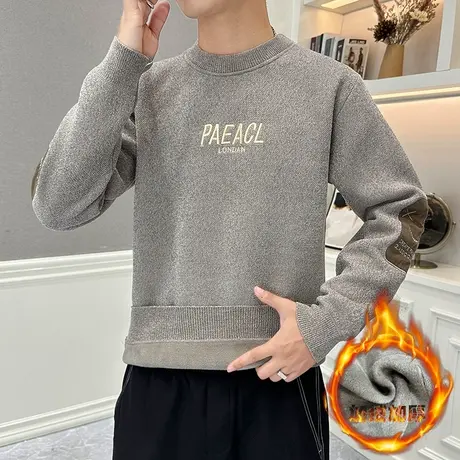 雪尼尔毛衣男士秋冬新款一体绒加厚针织衫内搭保暖打底衫上衣潮牌图片