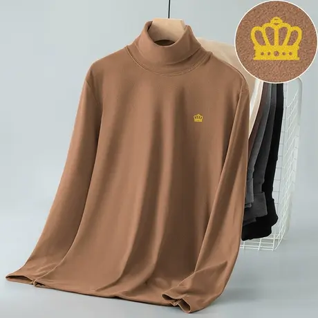 300g重磅德绒打底衫长袖t恤男秋冬保暖小衫双面绒内搭高领秋衣服图片