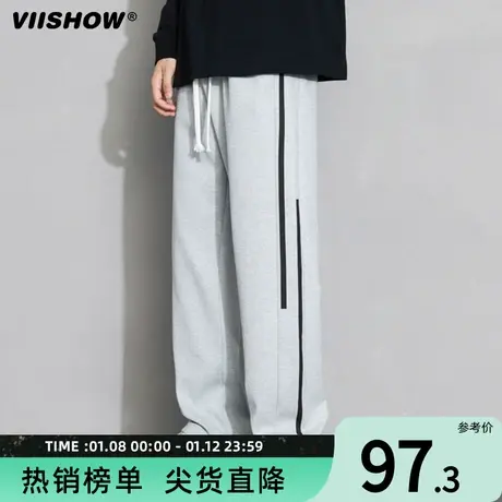VIISHOW裤子男阔腿直筒裤男装美式潮牌高街休闲长裤潮流百搭卫裤图片