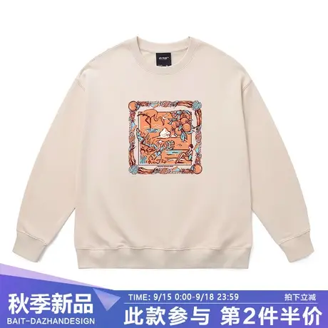 美式复古卡通oversize卫衣春秋款2023新款中性风薄款圆领无帽上衣商品大图