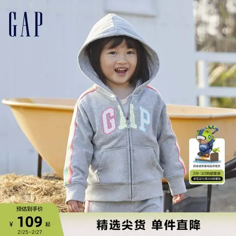 【断码优惠】Gap女幼童春秋法式圈织软卫衣儿童装连帽衫809051商品大图