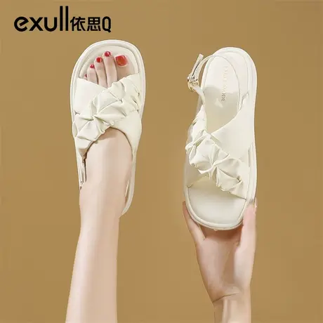 依思q仙女风平底法式凉鞋女款2024今年新款夏季厚底配裙子的鞋子商品大图