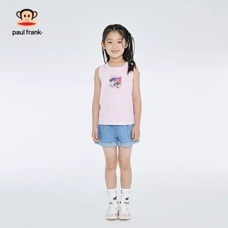 大嘴猴夏季儿童女童可爱休闲纯棉T恤短裤两件套中童无袖背心套装商品大图