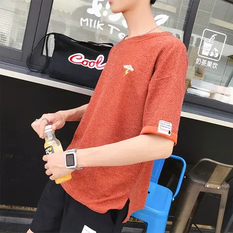 夏装短袖t恤男士打底衫男生上衣服潮流牌宽松情侣港风夏季半袖体商品大图