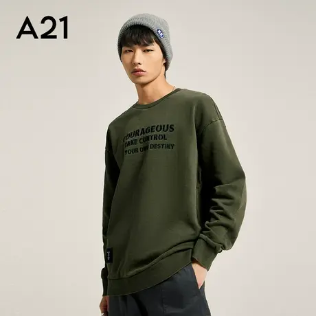 【纯棉】A21男装宽松圆领情侣装长袖卫衣2023秋季潮牌男士上衣男图片