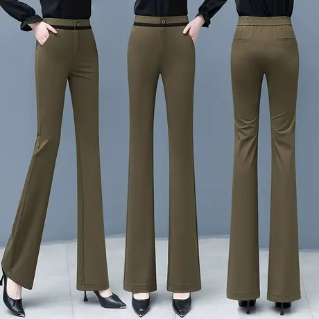 西装喇叭裤女高腰时尚高级春秋休闲长裤显瘦垂感弹力修身马蹄裤子图片