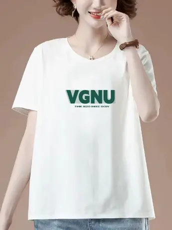 清仓捡漏妈妈装仿棉短袖t恤女夏美式复古宽松小众设计感上衣商品大图