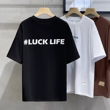 美式重磅短袖t恤男夏季潮流宽松INS正背印花男士厚实透气棉感打底商品大图