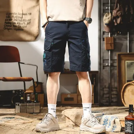 迷彩拼接短裤男潮流休闲中裤夏季薄款工装五分裤潮牌半截裤男裤子商品大图
