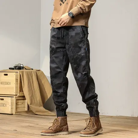 百搭迷彩工装裤男士裤子男款夏季宽松潮流裤子迷彩束脚裤宽松舒适商品大图