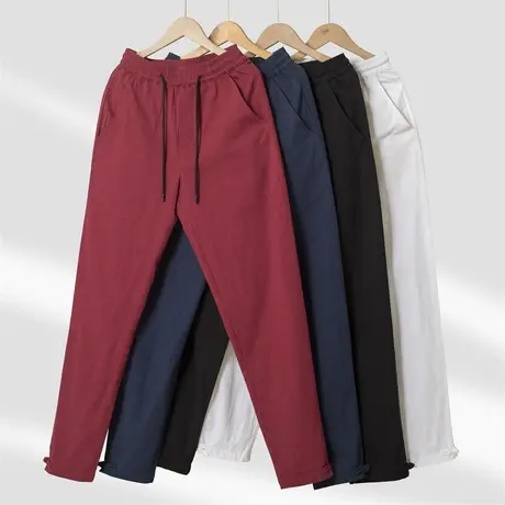 休闲裤男直筒春秋季宽松运动黑色水洗长裤中国风复古男裤子大码潮图片